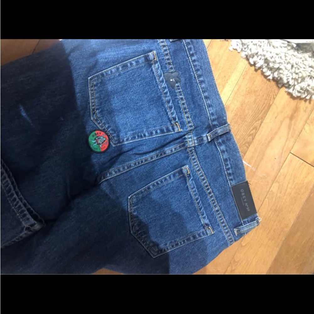 Obey Blue Jeans with Patches - Picture 4 of 5